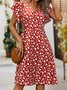 Women Floral Slim Pullover Short Sleeve Summer Dress Boho Dress