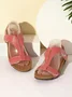 Retro Solid Color Casual Velcro Portable Sandals