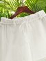 White Boho Cotton-Blend Shorts