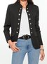 Zolucky Women Urban Loosen Stand Collar Long Sleeve Jacket
