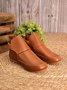 zolucky Women Casual Green Daily Adjustable Soft Leather Booties