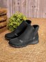 Faux Leather Panel Zip and Fleece Soft Ankle Ankle Boots