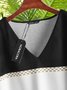 V neck Casual Striped Sweatshirt
