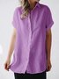 zolucky Women Short Sleeve Linen Casual Blouse