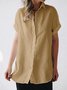 zolucky Women Short Sleeve Linen Casual Blouse