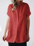 zolucky Women Short Sleeve Linen Casual Blouse