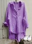 zolucky Women Tuxedo Linen Shirt Dress