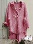 zolucky Women Tuxedo Linen Shirt Dress