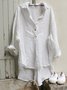 zolucky Women Tuxedo Linen Shirt Dress