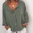 zolucky Women Casual Solid V Neck Cotton Long Sleeve Buttoned Top