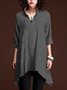 Women Casual 3/4 Sleeve V Neck Solid Top