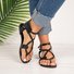 Women Adjustable Buckle Flat Heel Daily Summer Flip-Flops