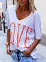 zolucky Love Print Round Neck Short Sleeves Casual T-Shirts