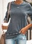 Zolucky Women Cotton Crew Neck Long Sleeve Vintage Casual Shirt & Top