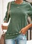 Zolucky Women Cotton Crew Neck Long Sleeve Vintage Casual Shirt & Top