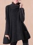 Black Patchwork Turtleneck Casual Sweater