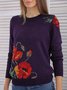 Crew Neck Floral Long Sleeve Knitwear & Sweater