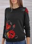 Crew Neck Floral Long Sleeve Knitwear & Sweater