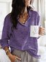 zolucky Long Sleeve V neck Casual Top