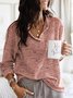 zolucky Long Sleeve V neck Casual Top