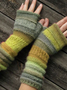 Women Vintage Color-block Geometric Fingerless Gloves