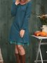 Solid Crew Neck Long Sleeve Knitting Dress