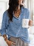 zolucky Long Sleeve V neck Casual Top
