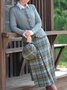 Checkered/Plaid Vintage Floral-Print Skirt