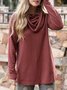 Women Cowl Neck Vintage Long Sleeve Casual Top