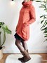Cowl Neck Cotton-Blend Casual Hoodie Knitting Dress