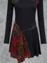 zolucky Multicolor Cotton-Blend Casual Long Sleeve Knitting Dress