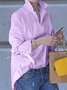 zolucky Women Basic Long Solid Color Blouse & Shirt