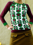 zolucky Casual Long Sleeve Floral-Print Crew Neck T-shirt