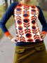 zolucky Casual Long Sleeve Floral-Print Crew Neck T-shirt