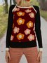 Floral-Print Casual Cotton-Blend T-shirt