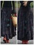 Cotton-Blend Casual Checkered/plaid Skirt