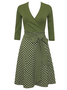 V Neck Polka Dots 3/4 Sleeve Casual Knitting Dress