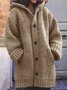 Button Down Hooded Knitted Cardigan Plus Size Knit coat For Women