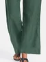 Green Casual Cotton Plain Shift Pants