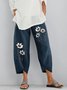 Women Casual Sunflower Linen Bottoms