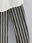 Linen Casual Pockets Stripes Pants