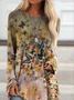 Women Deep Khaki Casual Butterfly Printed Long Sleeve Shirt