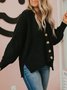 Black Shift V Neck Long Sleeve Buttoned Cardigan Sweater