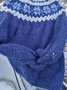 Blue Long Sleeve Tribal Sweater