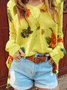 Women Casual Top Tunic Flower Sweater