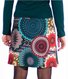 Blue Geometric Floral-Print A-Line Work Skirt