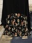 Large size Black Crew Neck Casual Printed Knitting Dress