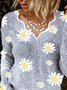 Gray Cotton Long Sleeve Sweater