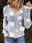 Gray Cotton Long Sleeve Sweater
