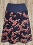 Dark Blue Printed Vintage Casual A-line Skirt